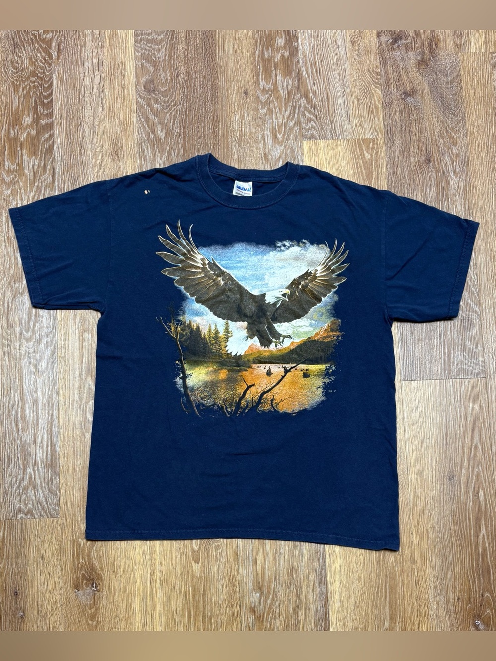 Gildan Navy Short Sleeve Eagle Graphic Tee